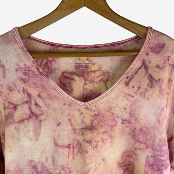 Soft Surroundings Tunic Top M Harbor Trace Sublimation Tie Dye 3/4 Bell Sleeve - Picture 3 of 9